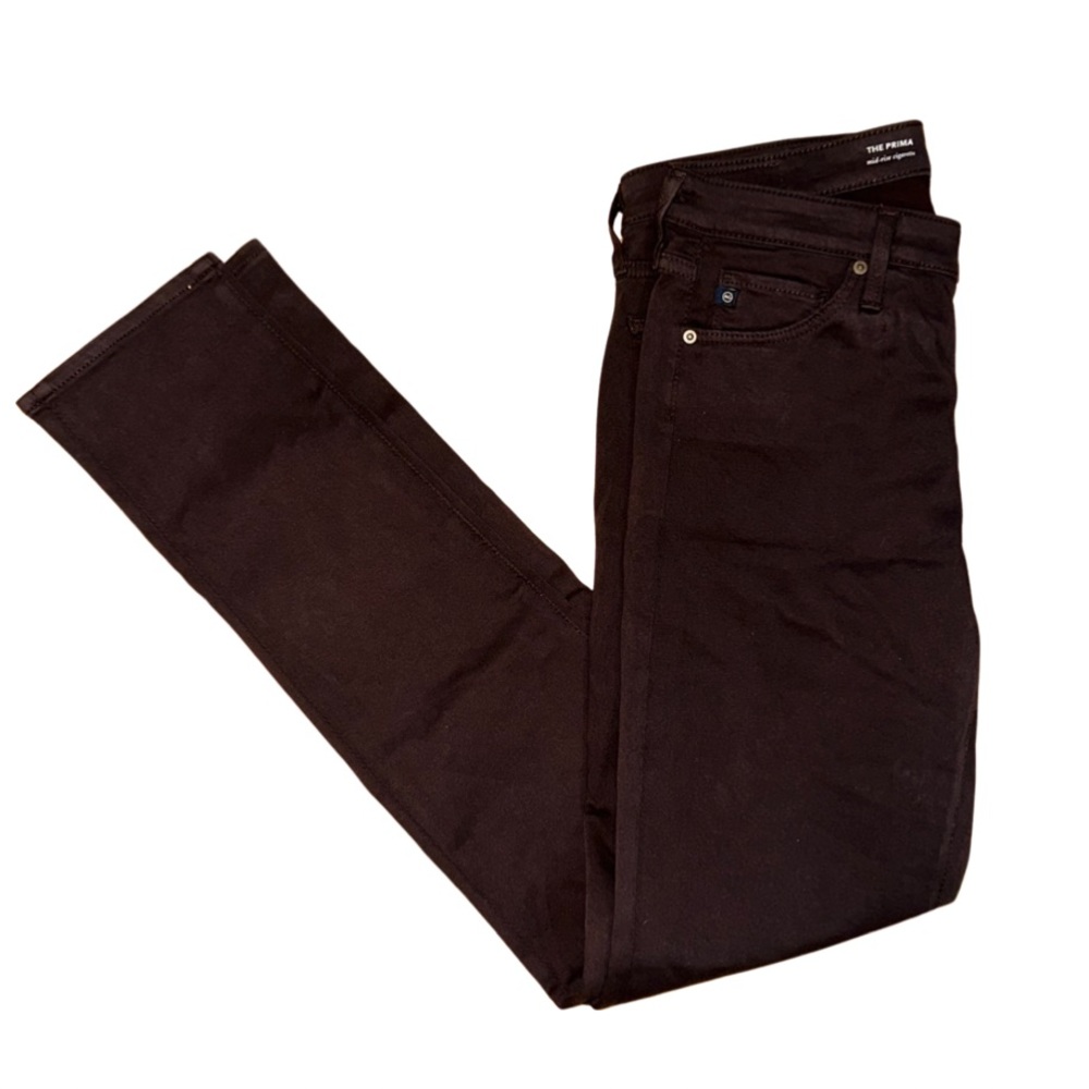 AG JEANS Prima Mid-Rise Cigarette Jeans in Dark Deep Brown Burgundy Size 27R - Picture 2 of 9